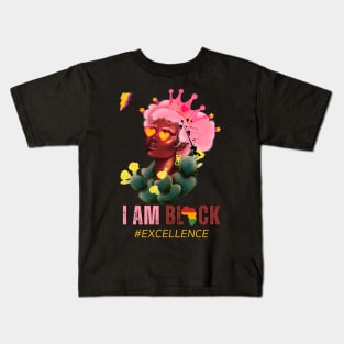 I Am Black Excellence Melanin Women Black Month History 2023 Kids T-Shirt